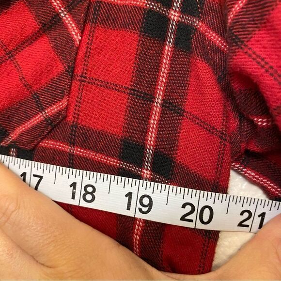 Empyre Zumiez red plaid flannel Cotton button shirts Gray elbow patch M - Picture 5 of 9